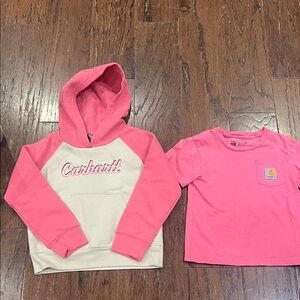 Carhartt Kids Pink and White Hoodie with T-Shirt